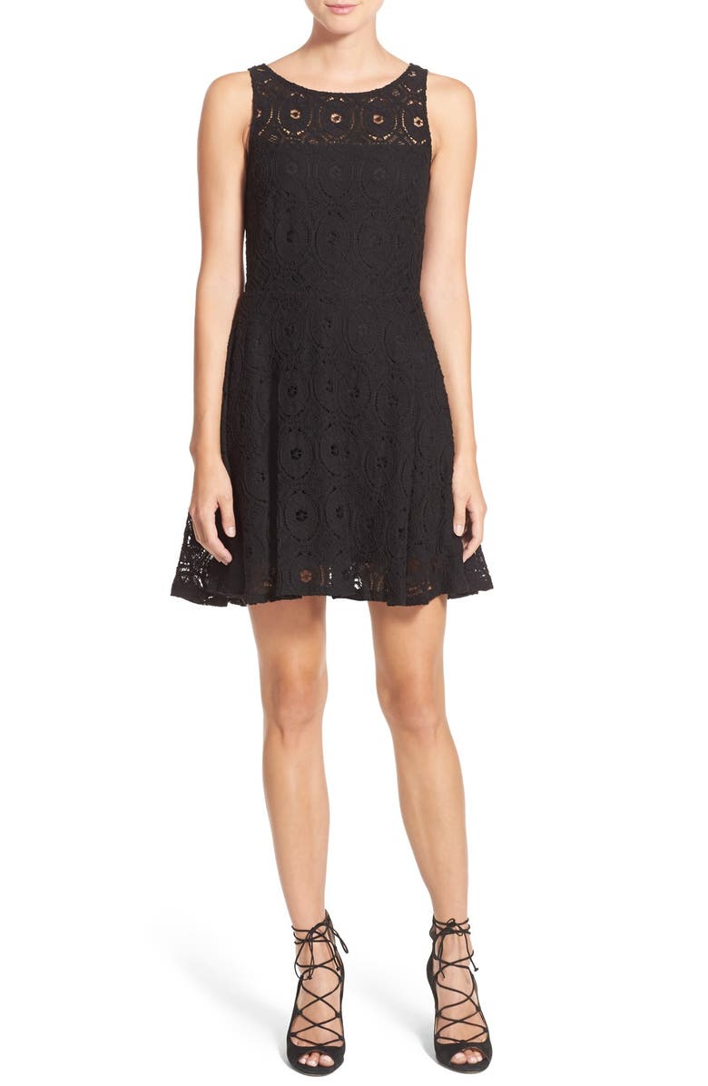 BB Dakota by Steve Madden BB Dakota Renley Lace Fit & Flare Minidress, Alternate, color,
