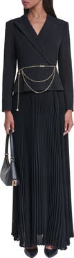 KARL LAGERFELD PARIS Mixed Media Pleated Gown