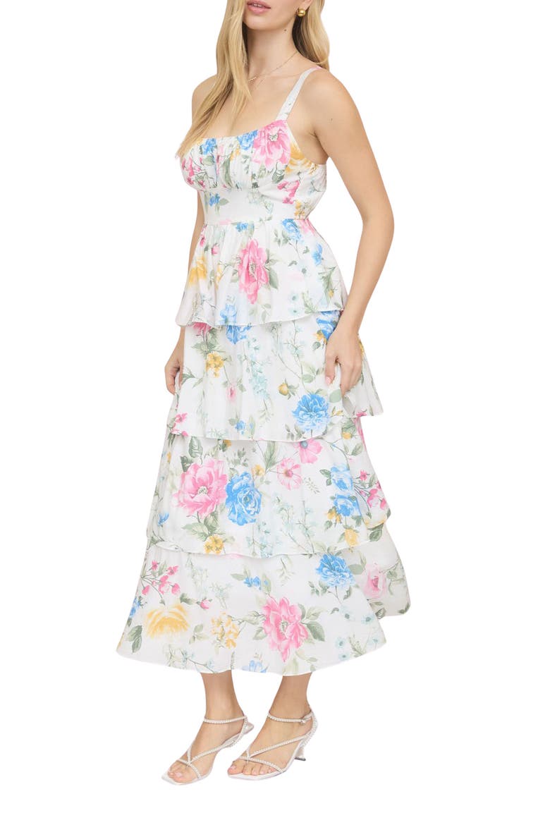 Floral Tiered Dress, Alternate, color, OFF WHITE MULTI