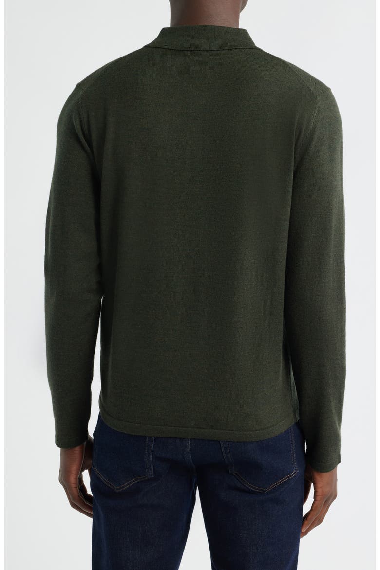 Thomas Merino Wool Long Sleeve Polo, Alternate, color, OLIVE