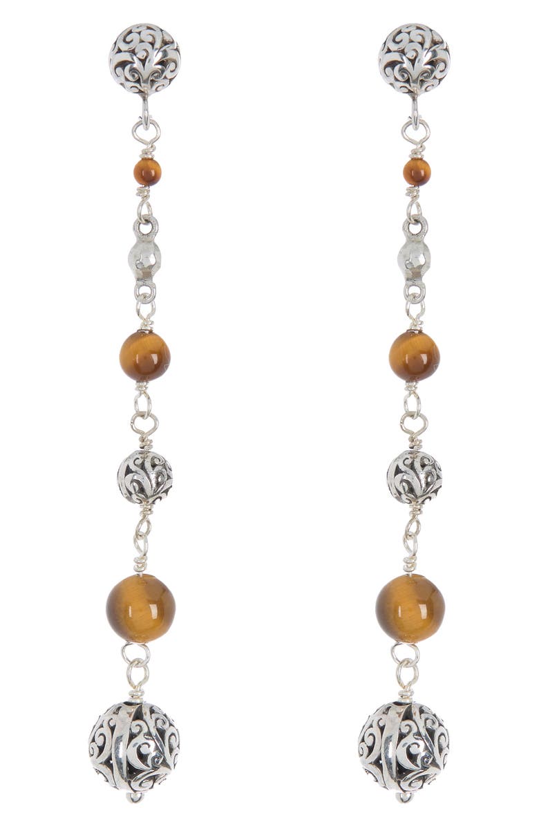 Lois Hill Sterling Silver Round Station Drop Earrings, Main, color, 