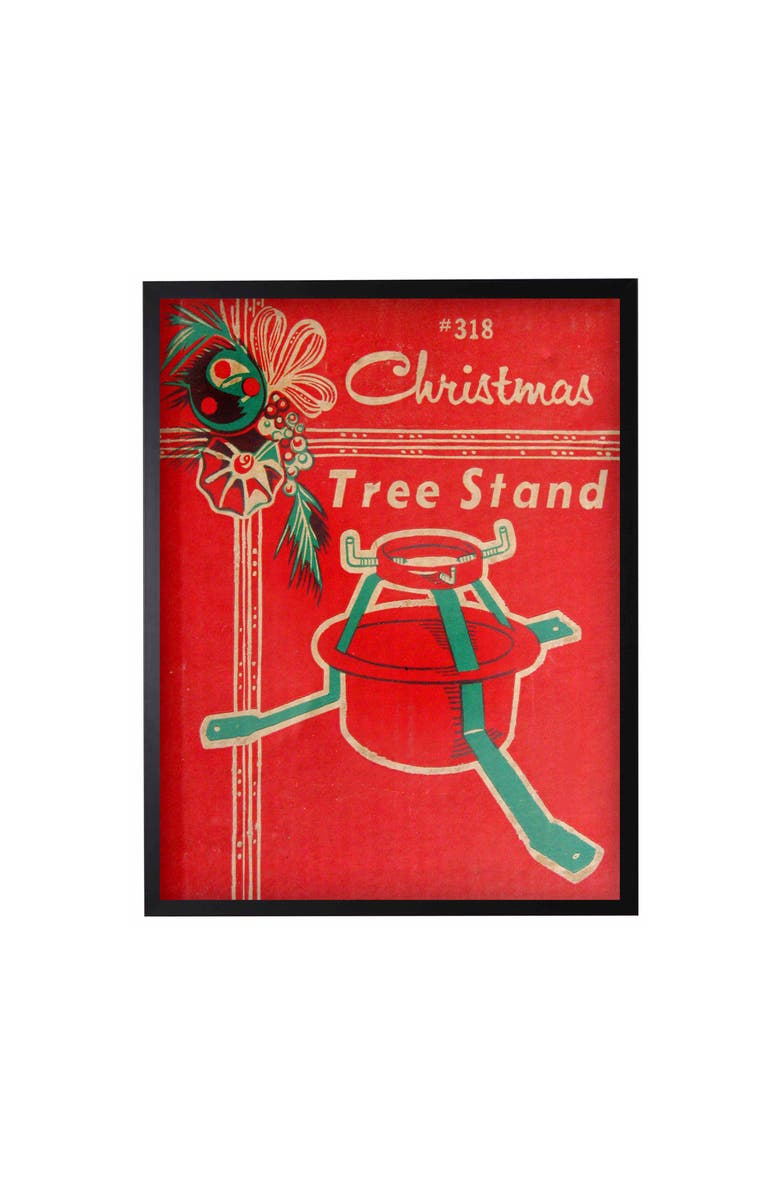 Antique Curiosities Vintage Tree Stand Christmas Poster, Main, color, Red