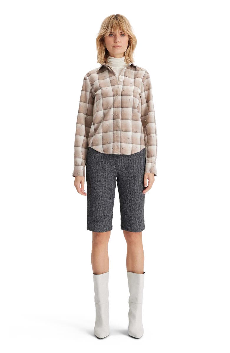 THEO The Label Europa Plaid Flannel Crystal Shirt, Main, color, Wheat