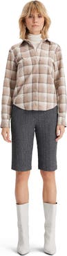 THEO The Label Europa Plaid Flannel Crystal Shirt