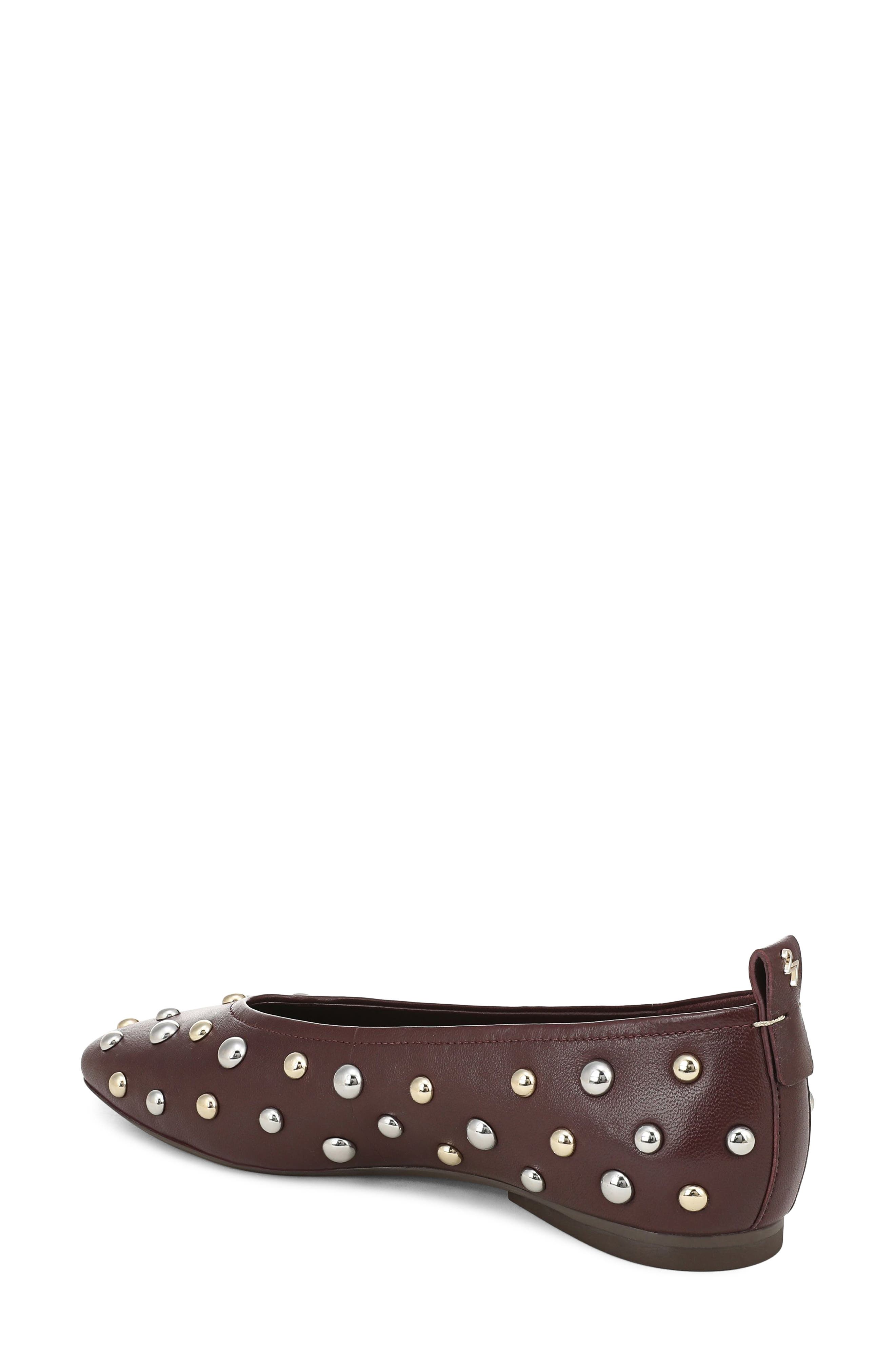 Carla Stud Ballet Flat, Alternate, color, SMOKY SANGRIA LEATHE