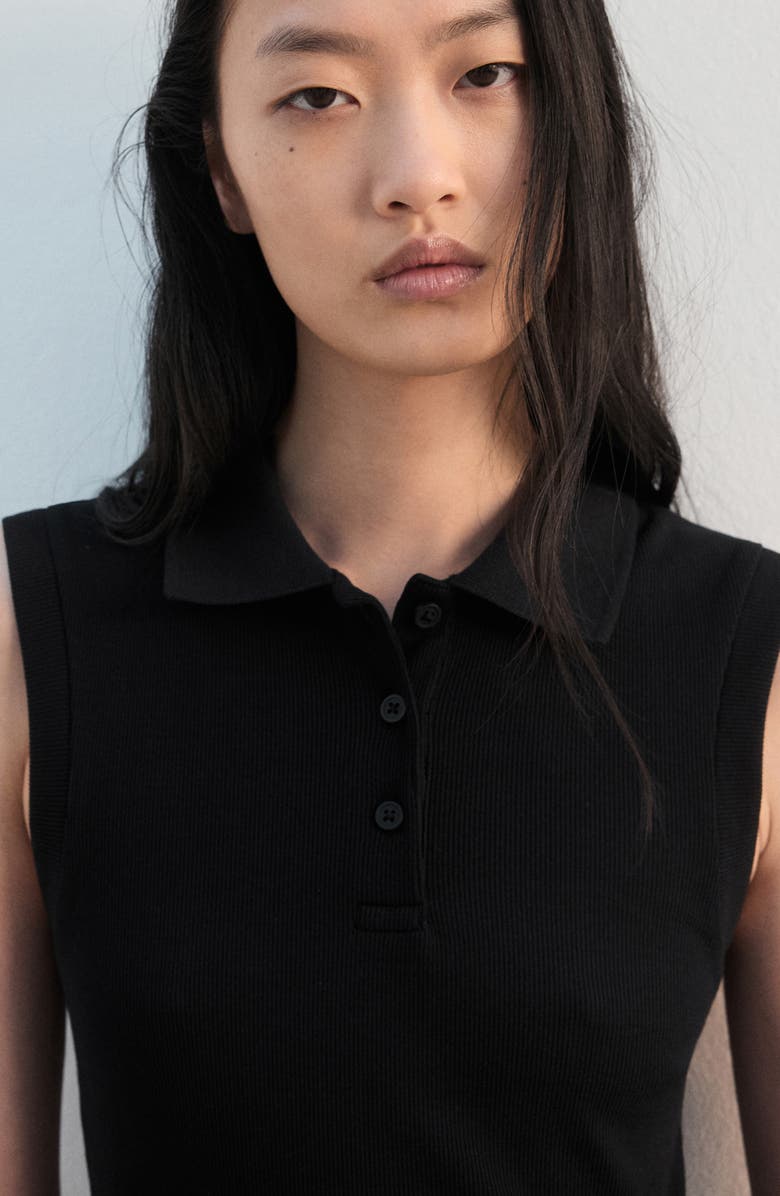 MANGO Mixed Media Midi Dress, Alternate, color, Black