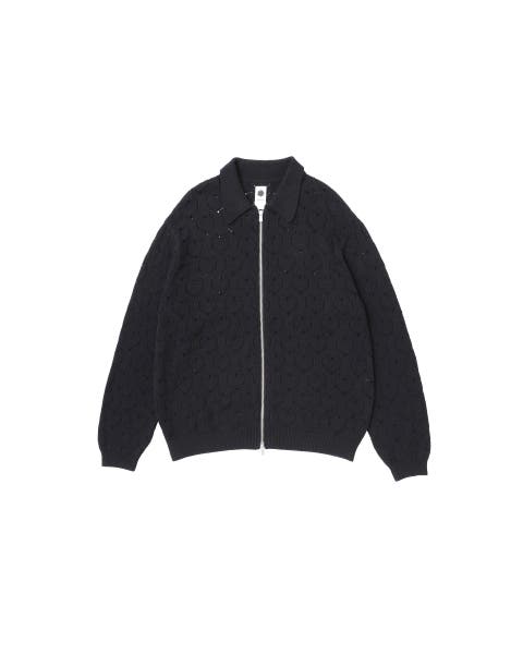 Eyelet Knitted Zip-Up
