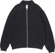 vowels Eyelet Knitted Zip-Up