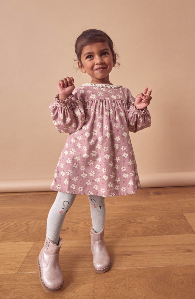 NEXT Kids' Long Sleeve Cotton Dress & Tights Set, Alternate, color, 