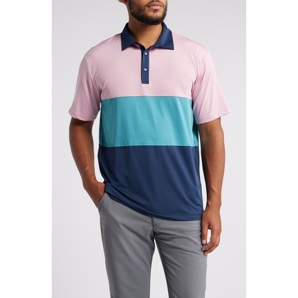 Swannies Gibbs Colorblock Golf Polo in Plumeria