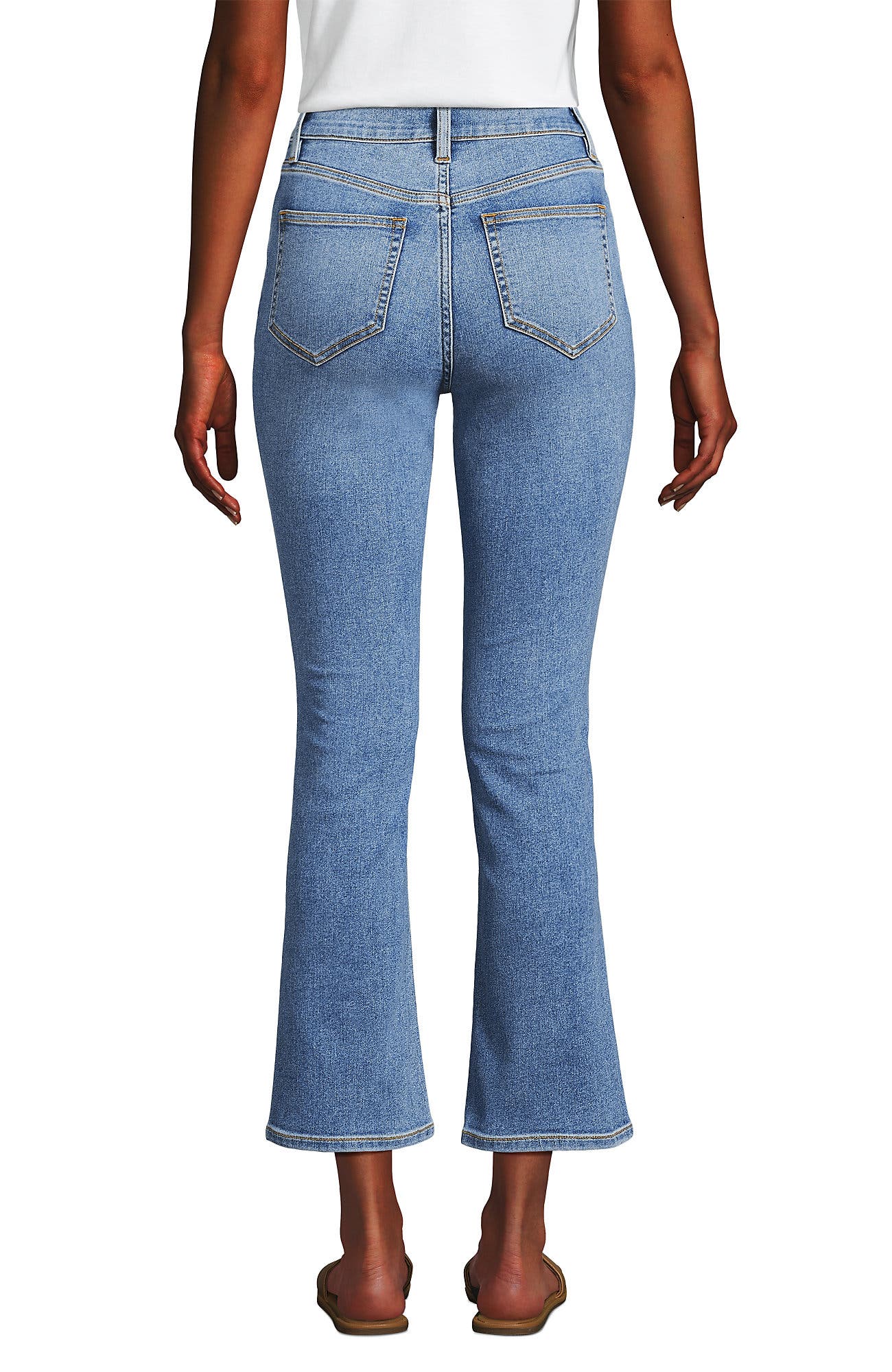 High Rise Denim Button Front Kick Flare Crop Jeans - image 4