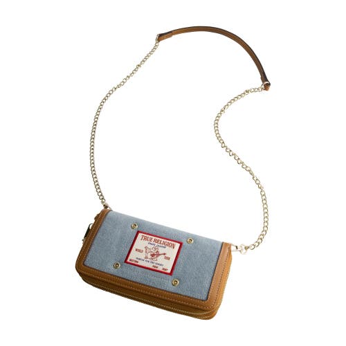 True Religion Buddha Patch Double Zip Chain Wallet In Blue