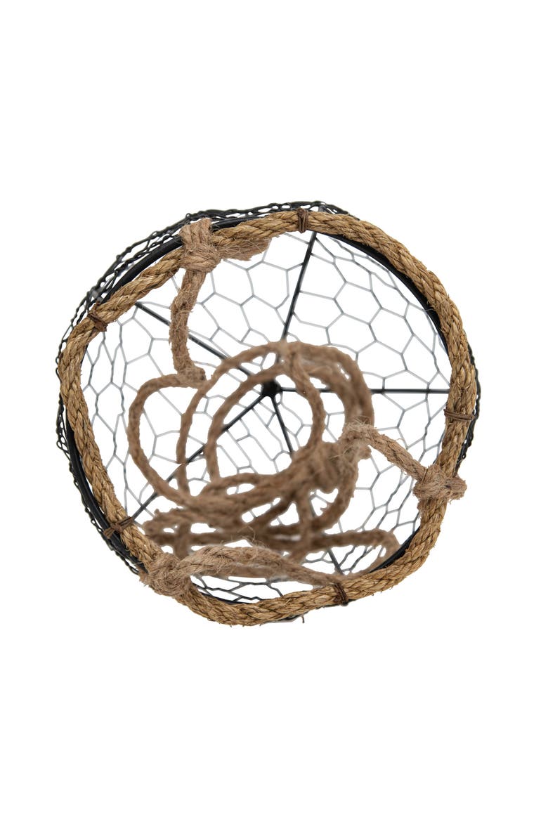 Hanging Basket Black Metal & Jute Planter, Alternate, color, Black