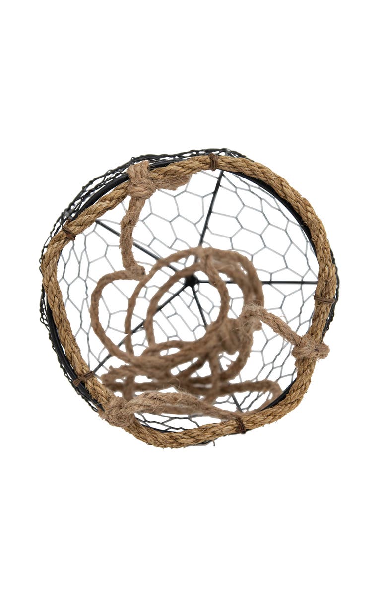 Foreside Home and Garden Hanging Basket Black Metal & Jute Planter, Alternate, color, Black