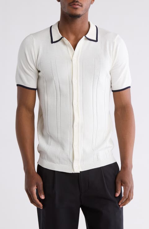 Short Sleeve Slim Fit Buttoned Sweater