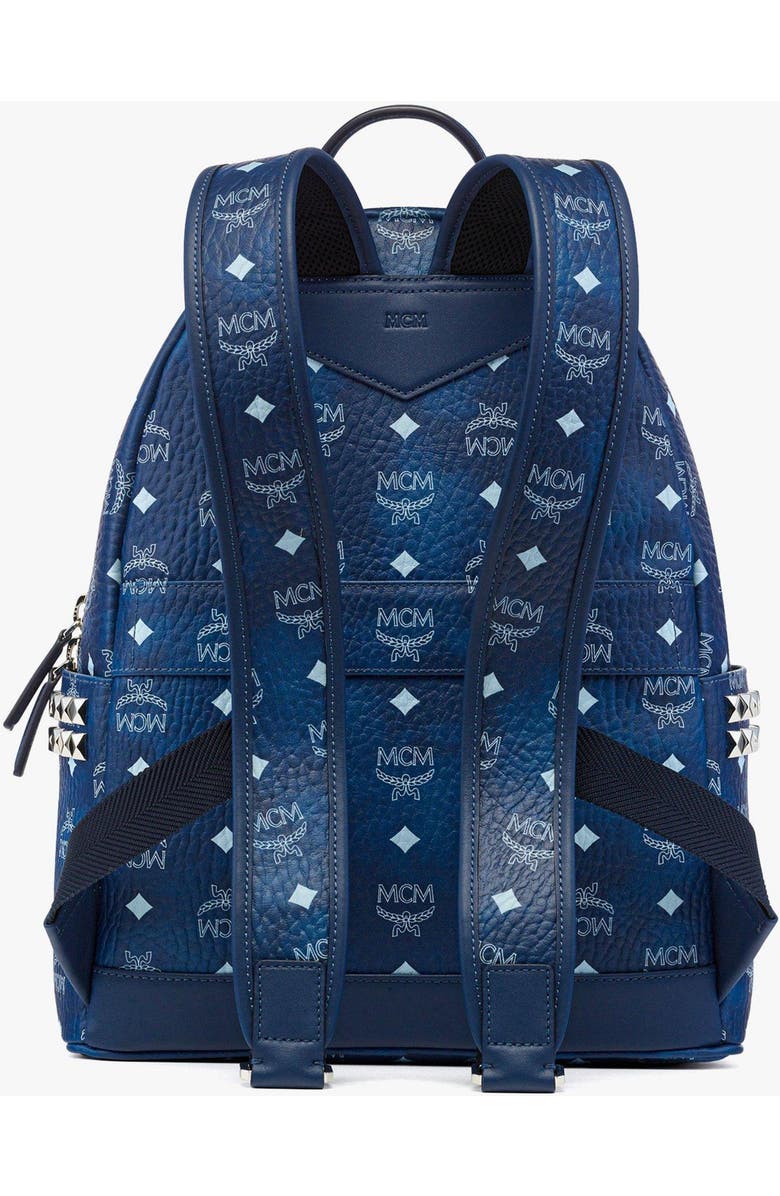 MCM Stark Side Studs Backpack in Visetos, Alternate, color, Blue