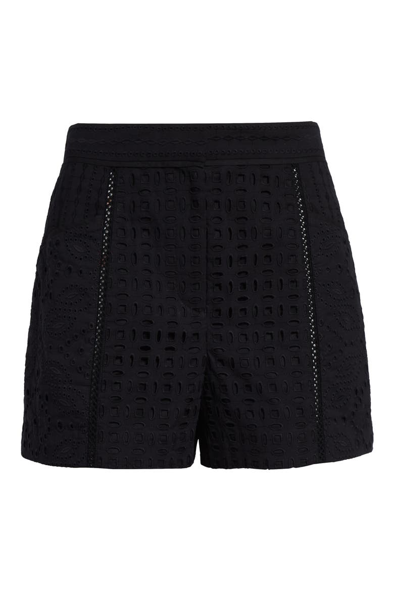 Fabian Cotton Eyelet Shorts, Alternate, color, BLACK