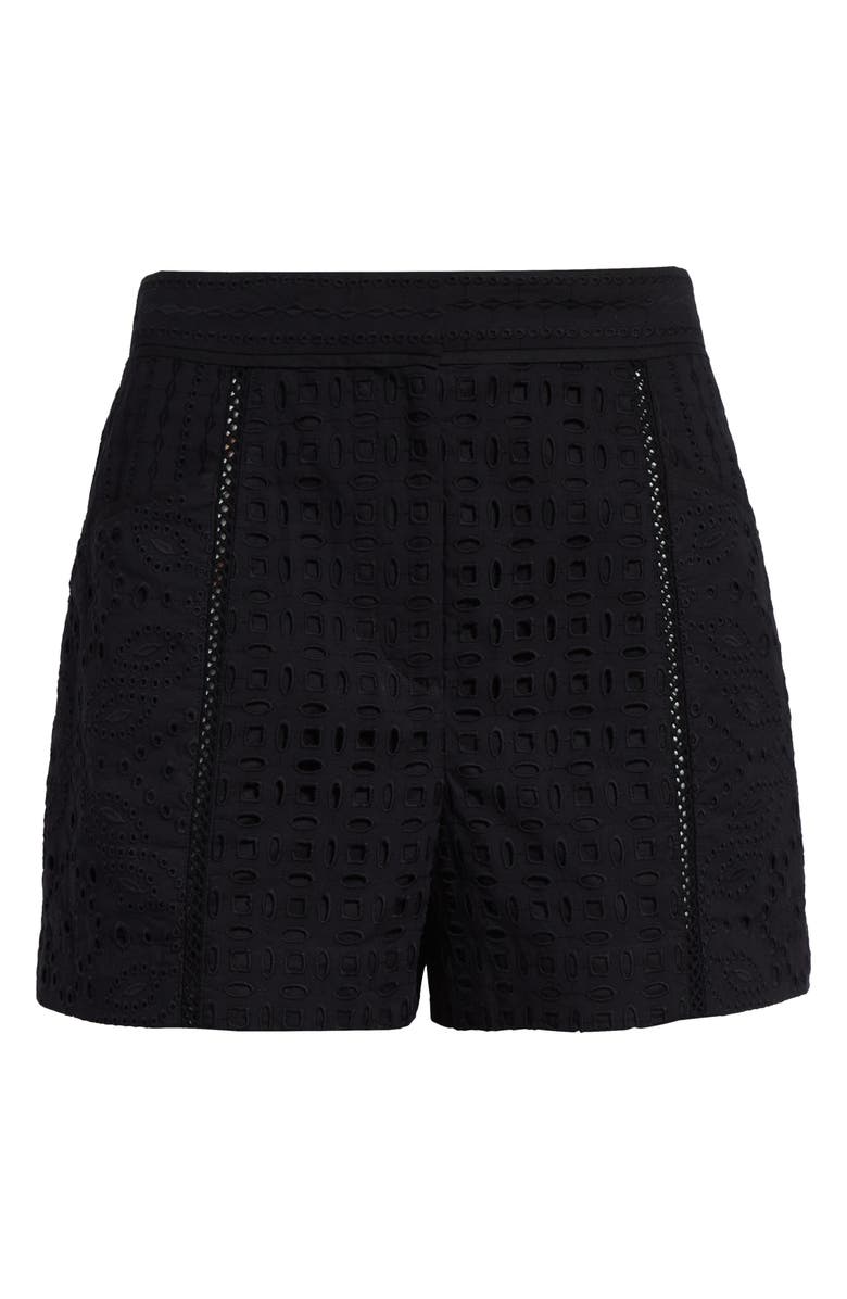 Veronica Beard Fabian Cotton Eyelet Shorts, Alternate, color, Black