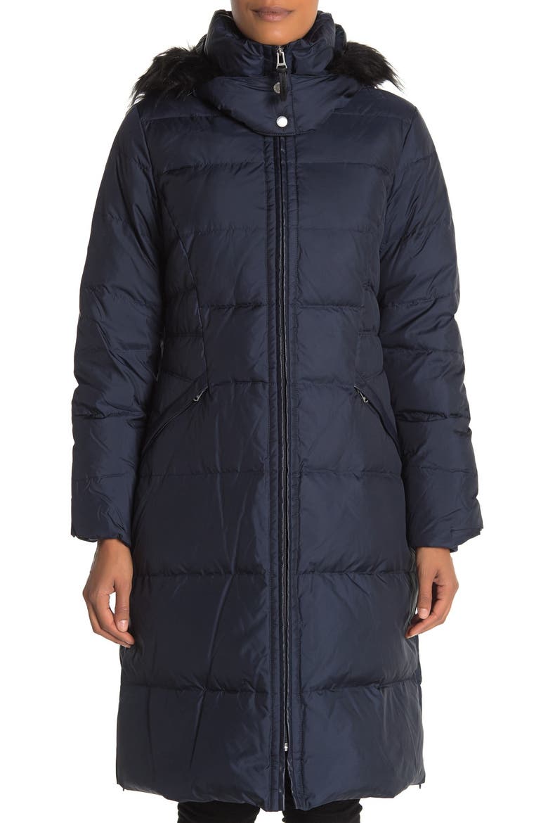 Faux Fur Hooded Jacket, Alternate, color, NAVY