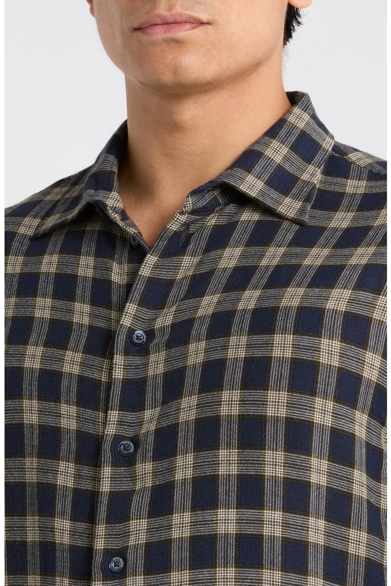 Plaid Long Sleeve Button-Up Shirt, Alternate, color, NAVY