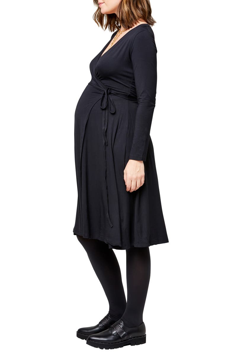Nom Maternity Tessa Long Sleeve Jersey Maternity/Nursing Wrap Dress, Alternate, color, 