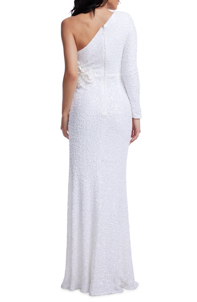 Dress the Population Francis Sequin One-Shoulder Gown, Alternate, color, White