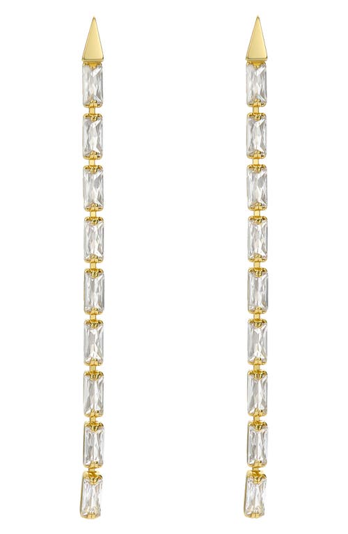 Ted Baker Isalie Cubic Zirconia Baguette Linear Drop Earrings In Gold Tone/clear Crystal