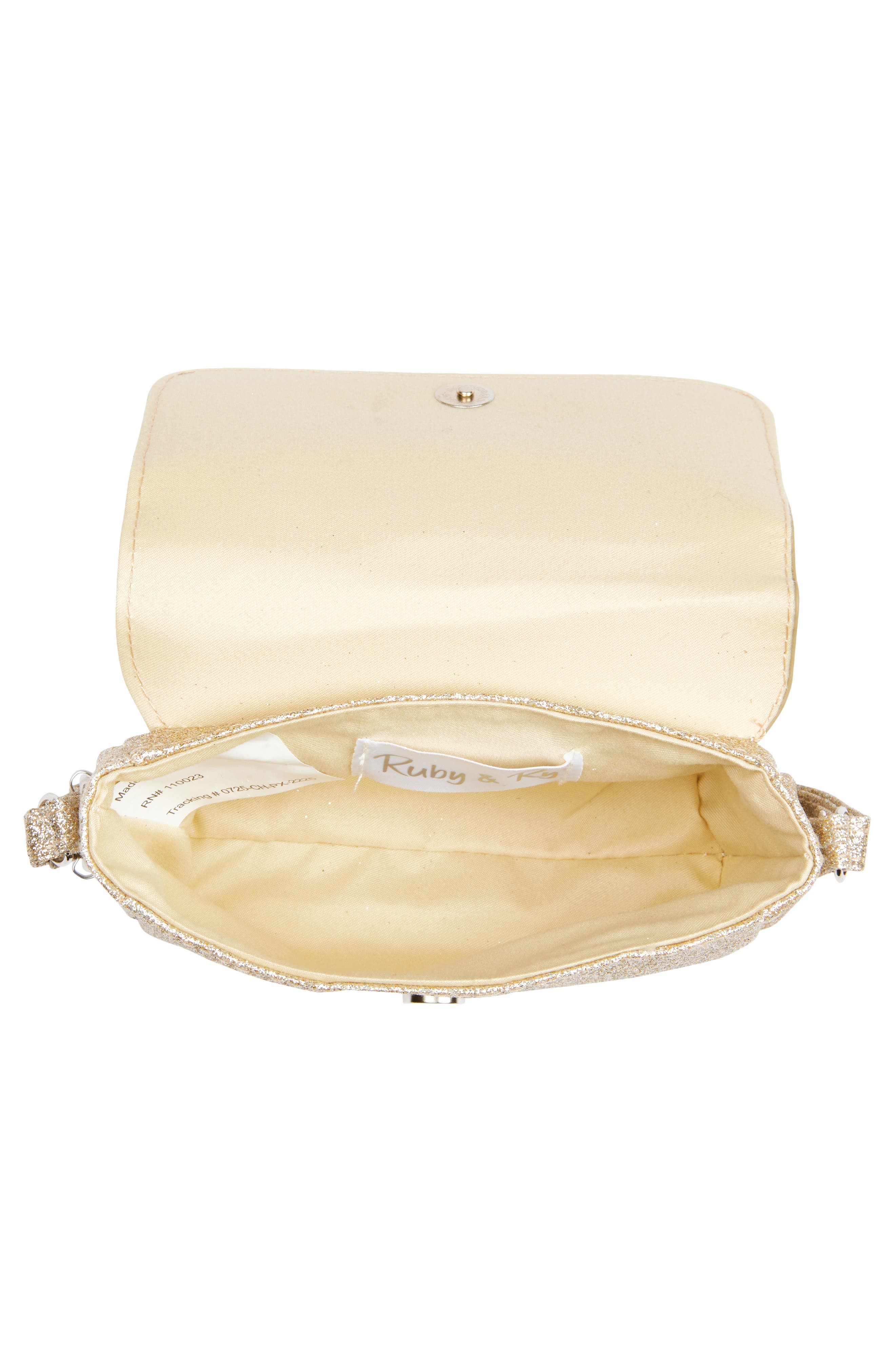 Ruby & Ry Kids' Crystal Bow Glitter Crossbody Bag, Alternate, color, Gold