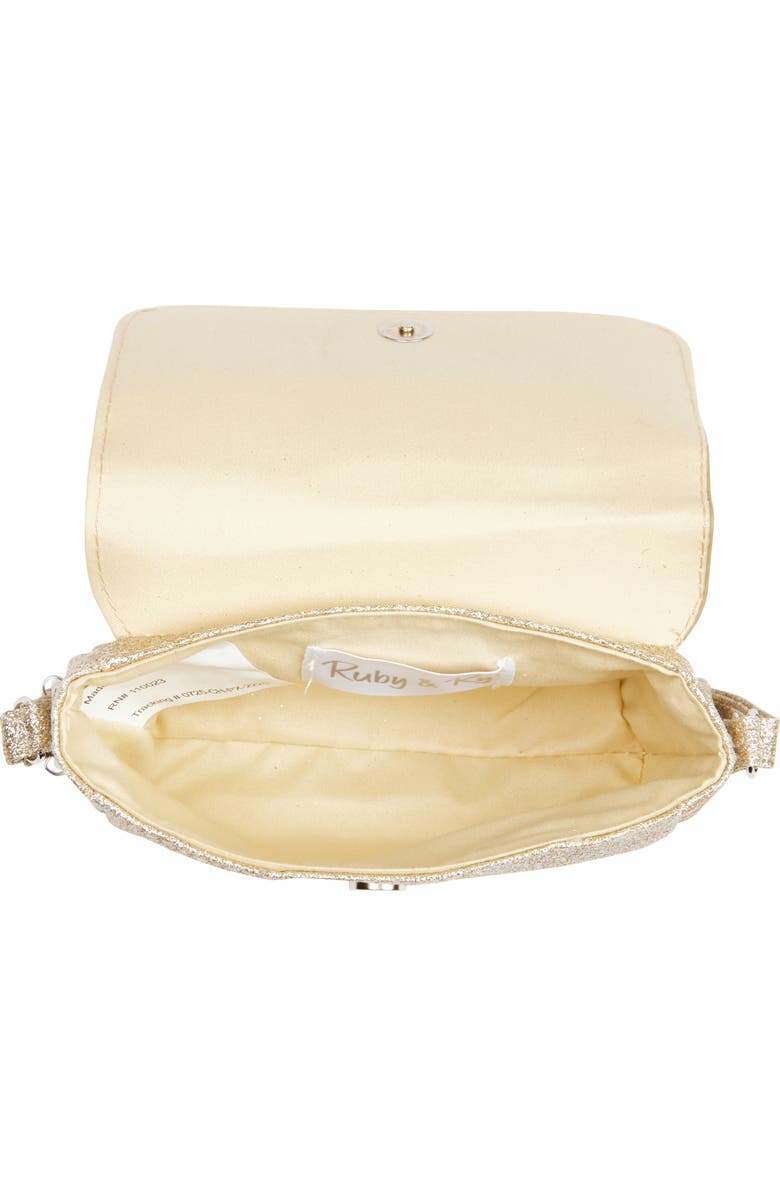 Ruby & Ry Kids' Crystal Bow Glitter Crossbody Bag, Alternate, color, Gold