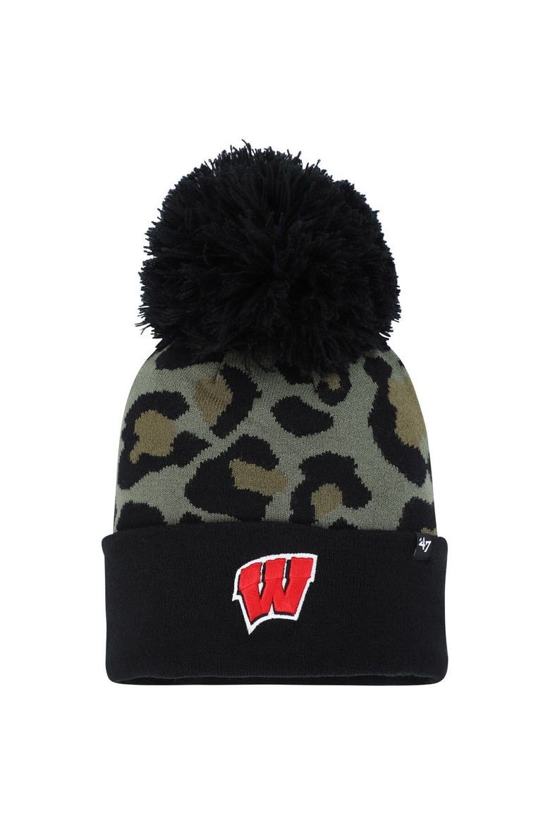 Women's '47 Hunter Green Wisconsin Badgers Bagheera Cuffed Knit Hat with Pom, Main, color, Green