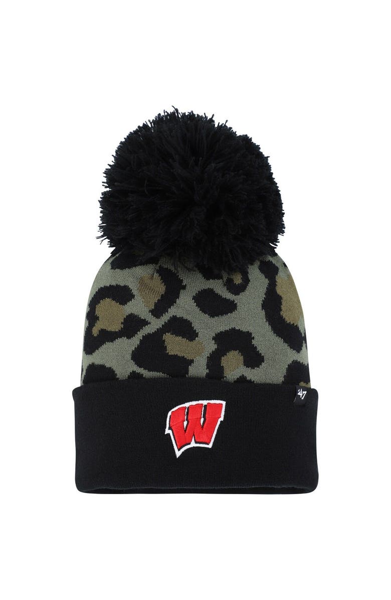 '47 Women's '47 Hunter Green Wisconsin Badgers Bagheera Cuffed Knit Hat with Pom, Main, color, 