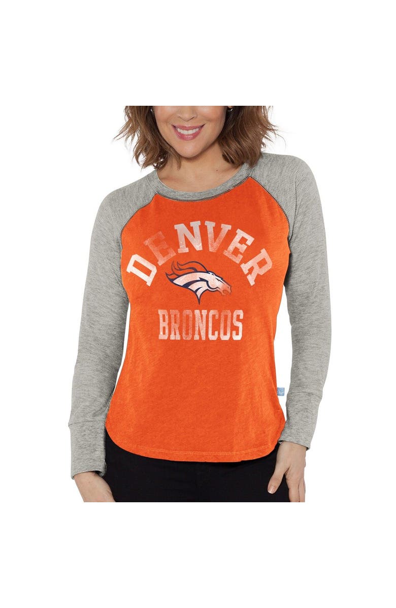 G-III 4HER BY CARL BANKS Women's G-III 4Her by Carl Banks Orange/Heather Gray Denver Broncos Waffle Knit Raglan Long Sleeve T-Shirt, Main, color, Orange