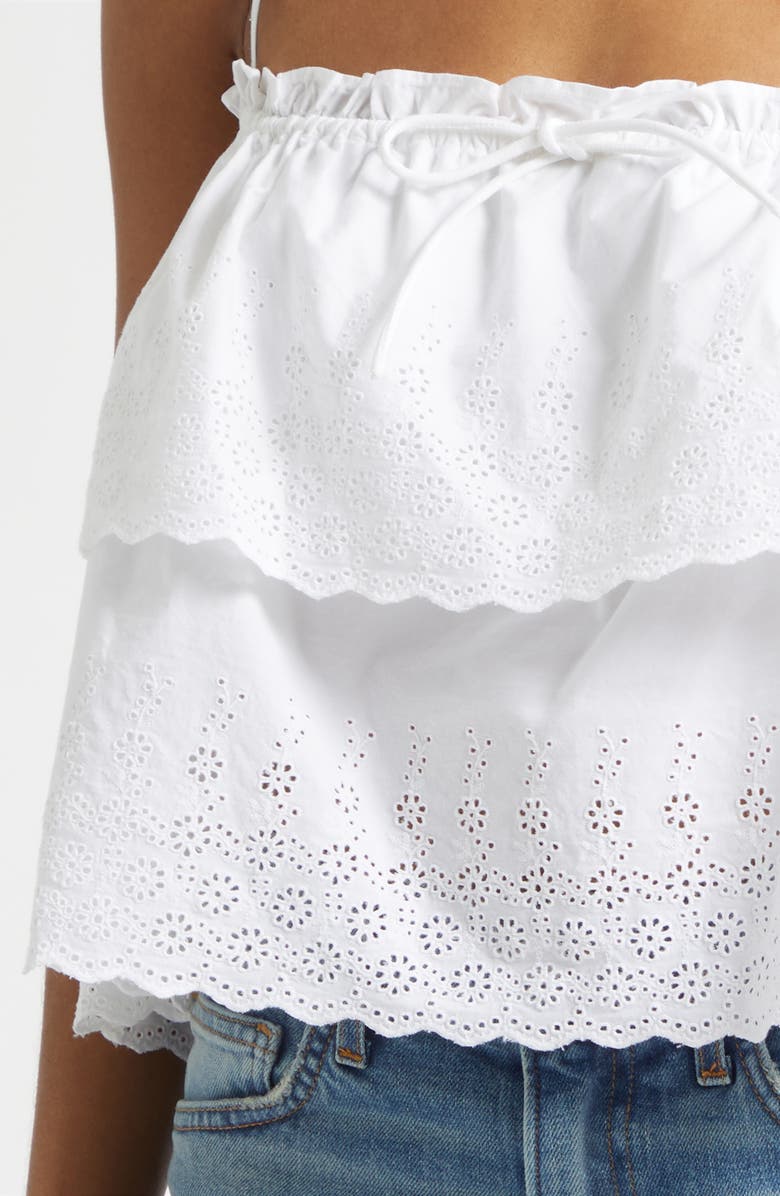Veronica Beard Oseanna Tiered Embroidered Cotton Top, Alternate, color, White