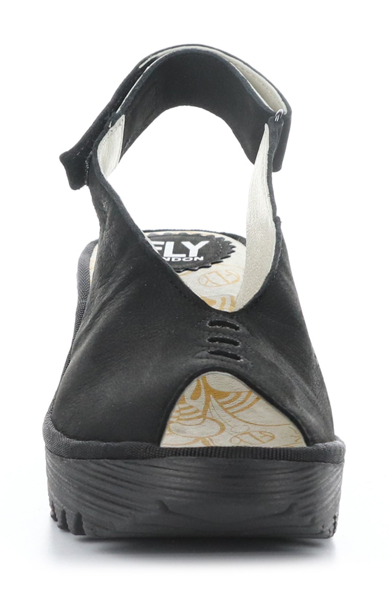 Fly London Yeay Peep Toe Sandal, Alternate, color, Black Cupido