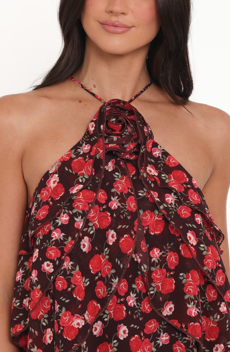 Petal & Pup Zorina Sleeveless Chiffon Top, Alternate, color, Brown Floral