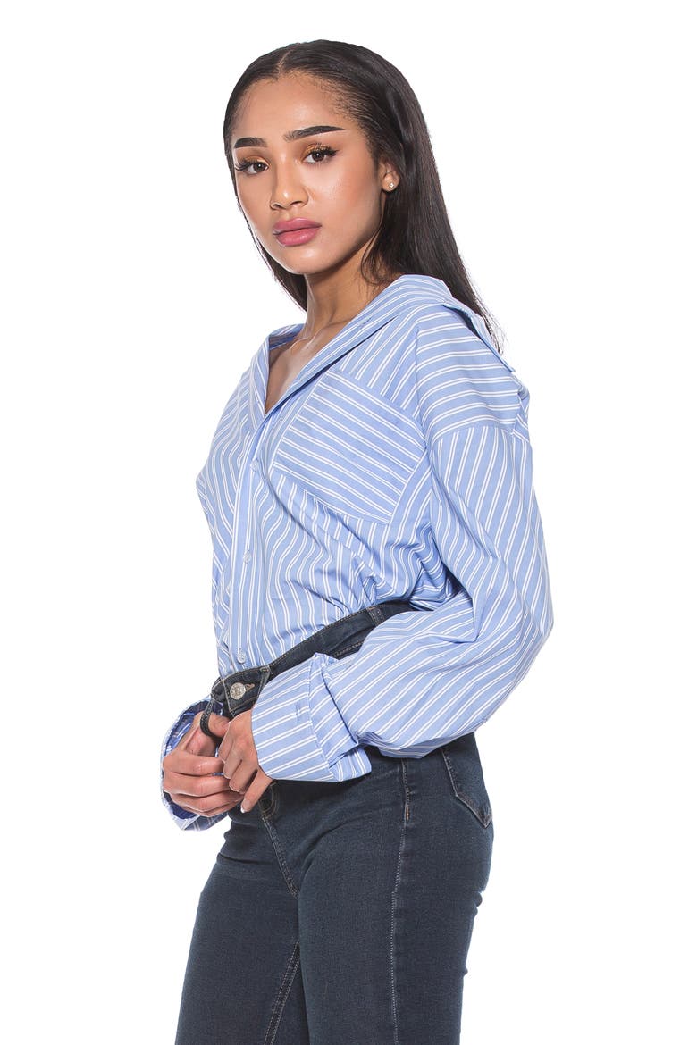 Tammi Oversize Stripe Boyfriend Button-Up Shirt, Alternate, color, BLUE STRIPE