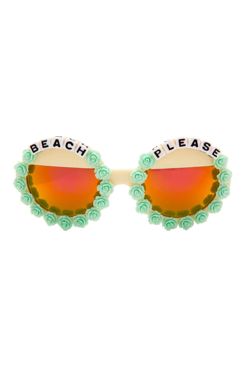 Beach Please Mirrored Round Sunglasses, Main, color, BLUE/ CREAM