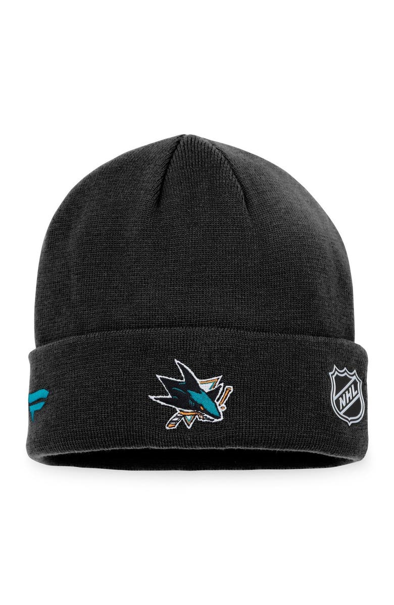 FANATICS Men's Fanatics Branded Black San Jose Sharks Authentic Pro Rink Cuffed Knit Hat, Alternate, color, Black