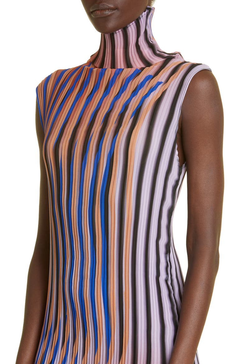 Olaf Sleeveless Chiffon Plissé Dress, Alternate, color, ELIO
