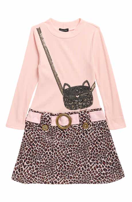Zunie Kids' Embroidered Animal Print Dress