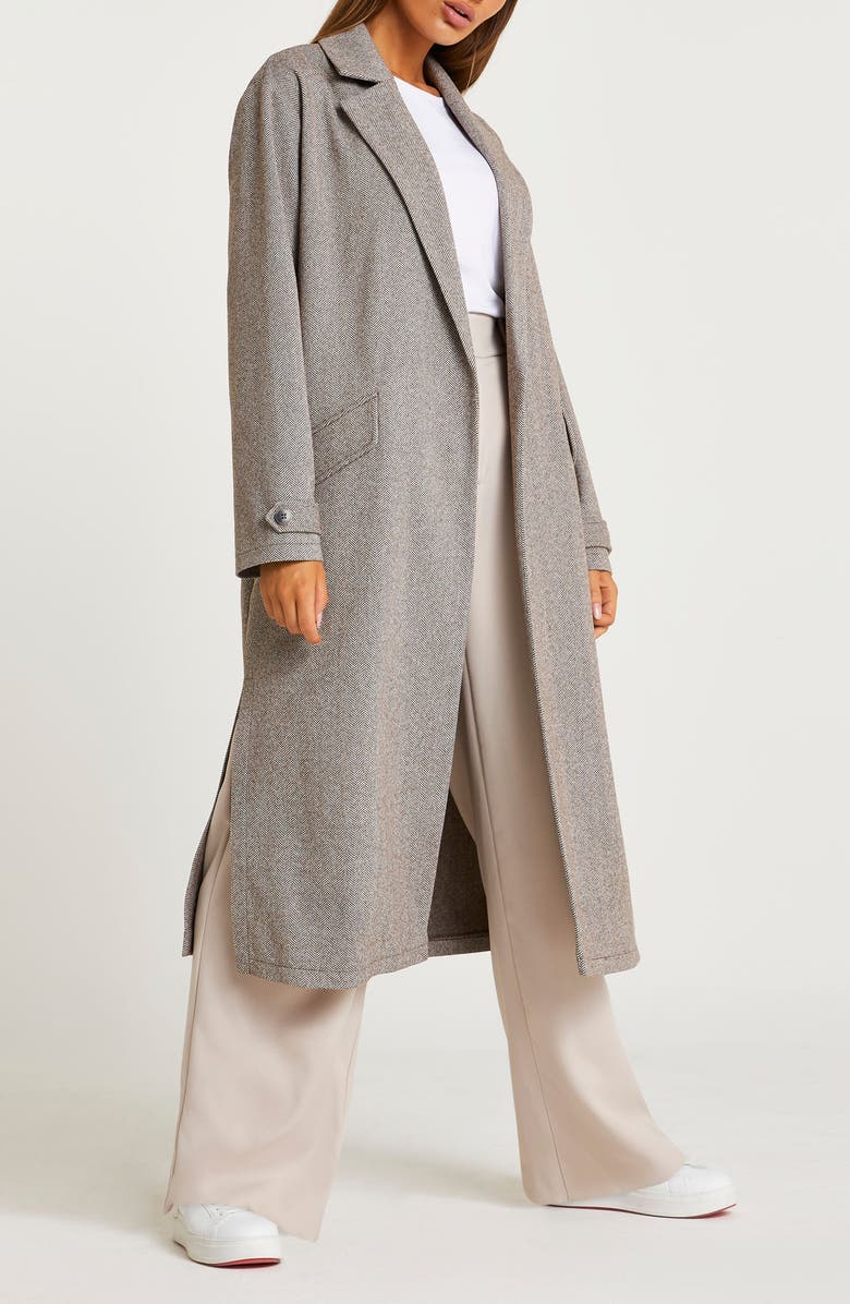River Island Jersey Open Front Duster, Alternate, color, Light Grey
