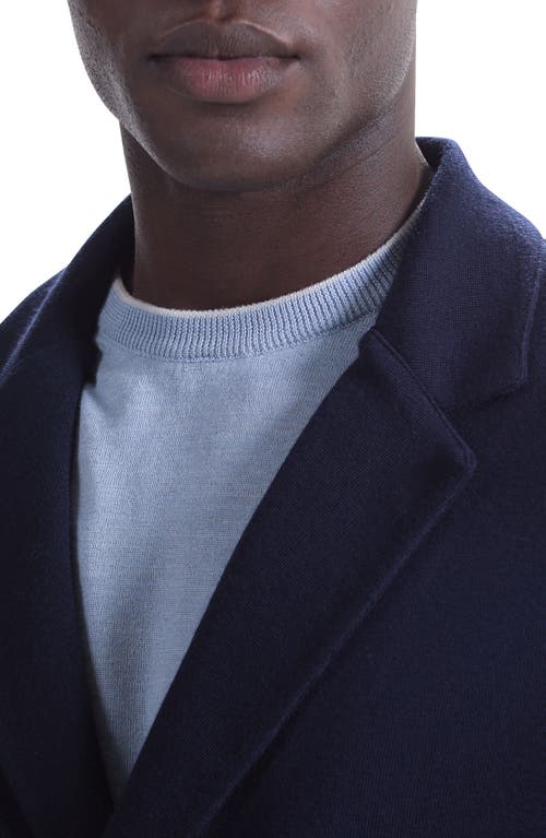 Bugatchi Double Breasted Sweater Knit Merino Wool Blazer In Blue