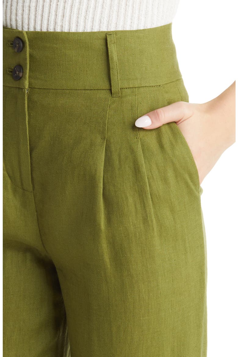 Turn-Up Cuff Linen Trousers, Alternate, color, PEA GREEN