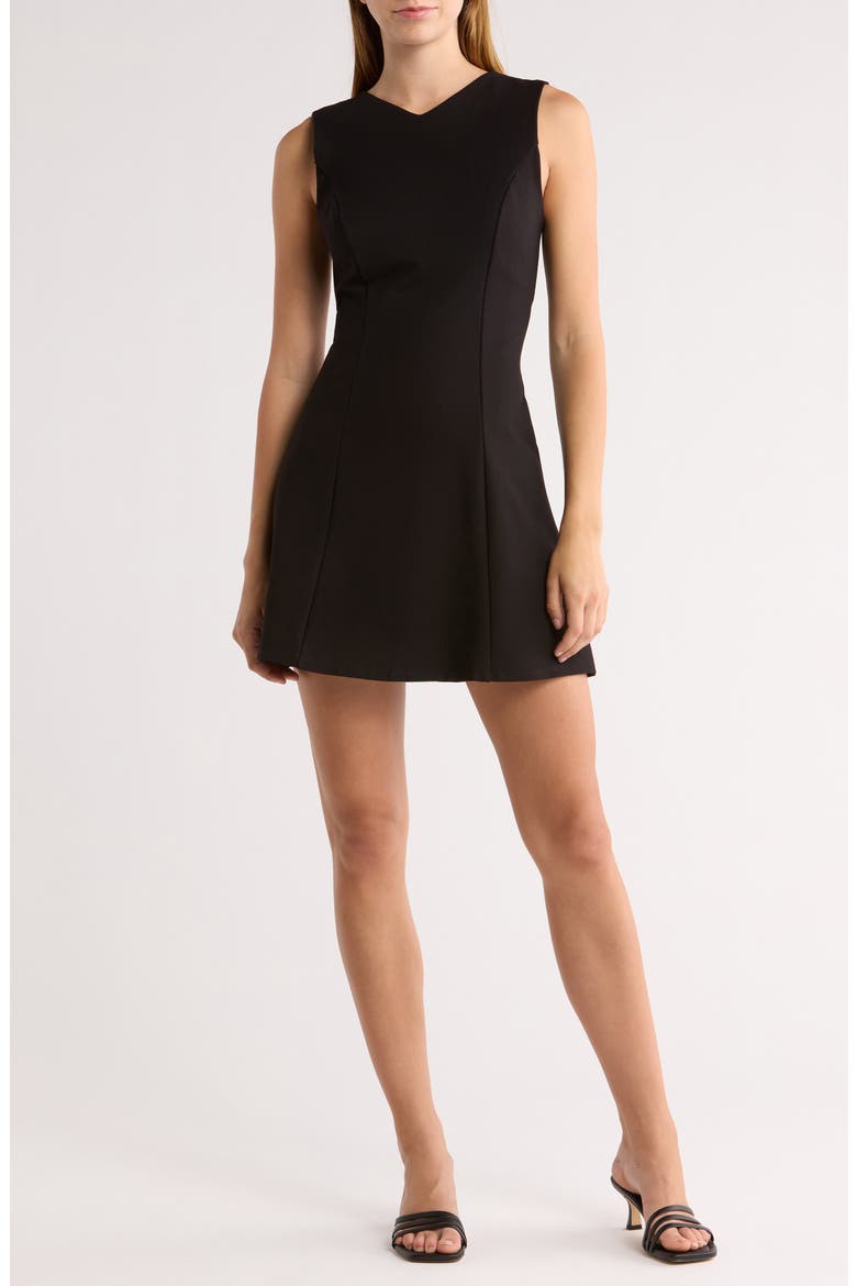 Ava Fit & Flare Knit Dress, Main, color, BLACK
