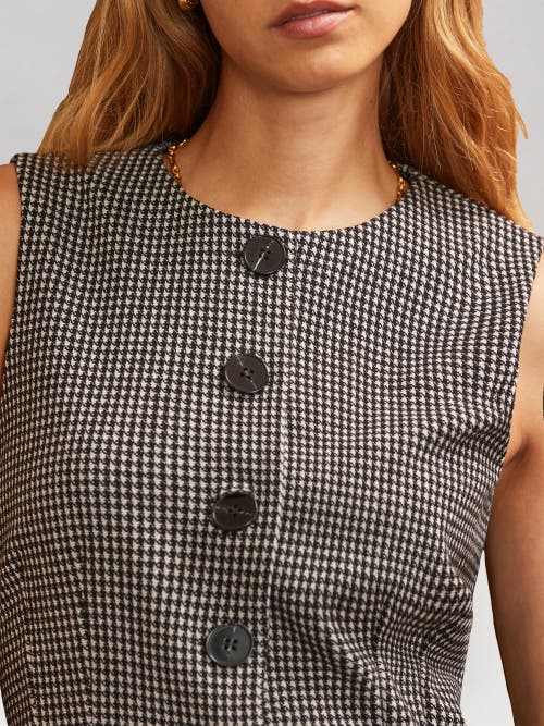 Ro&zo Round Neck Houndstooth Waistcoat In Gray