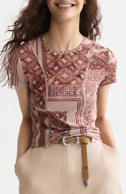 Slim Fit Printed Mesh T-Shirt