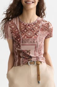 Scotch & Soda Slim Fit Printed Mesh T-Shirt