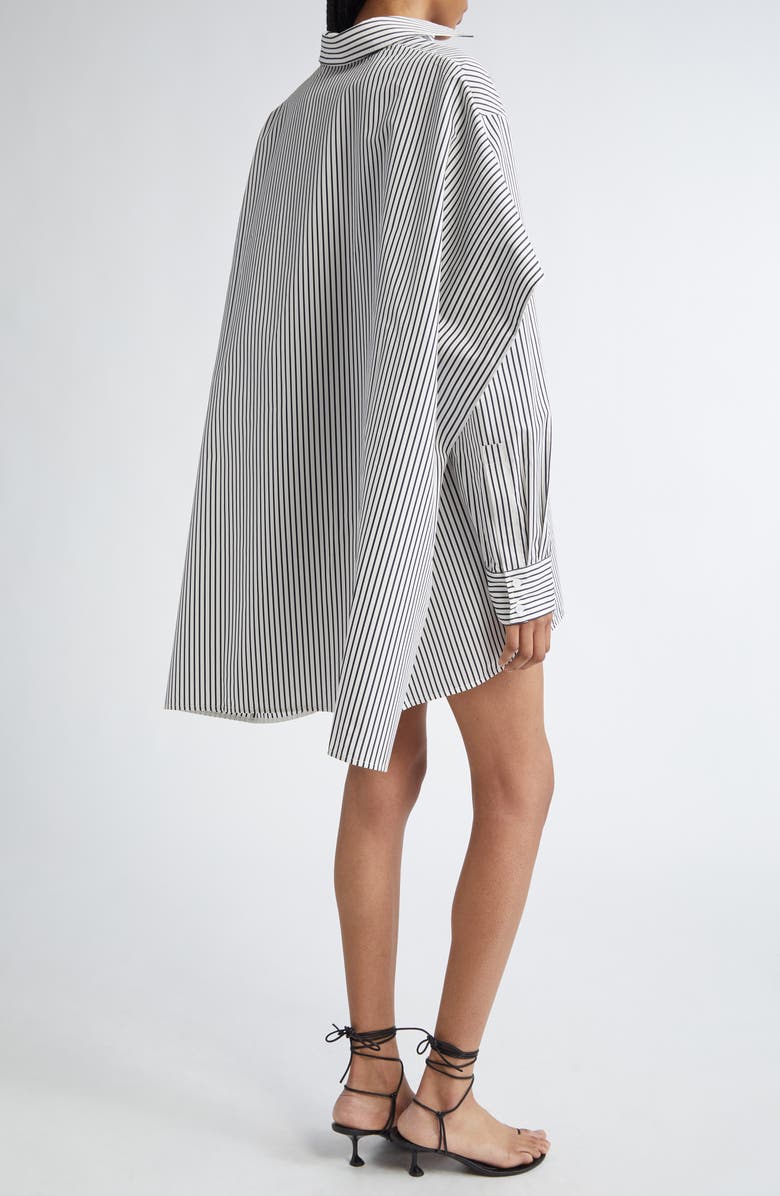 Proenza Schouler Isla stripe Silk & Cotton Shift Cape Dress, Alternate, color, 