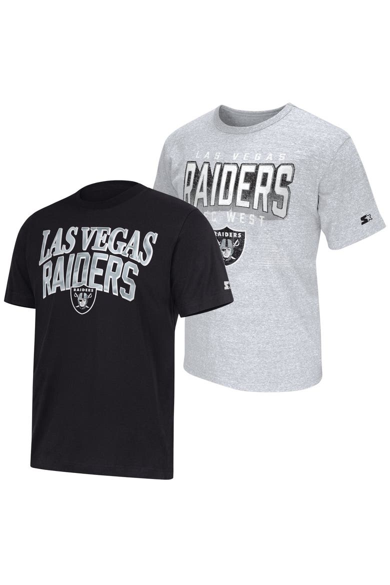 Men's Starter  Black/Gray Las Vegas Raiders Two-Pack Logo T-Shirt Set, Main, color, Black