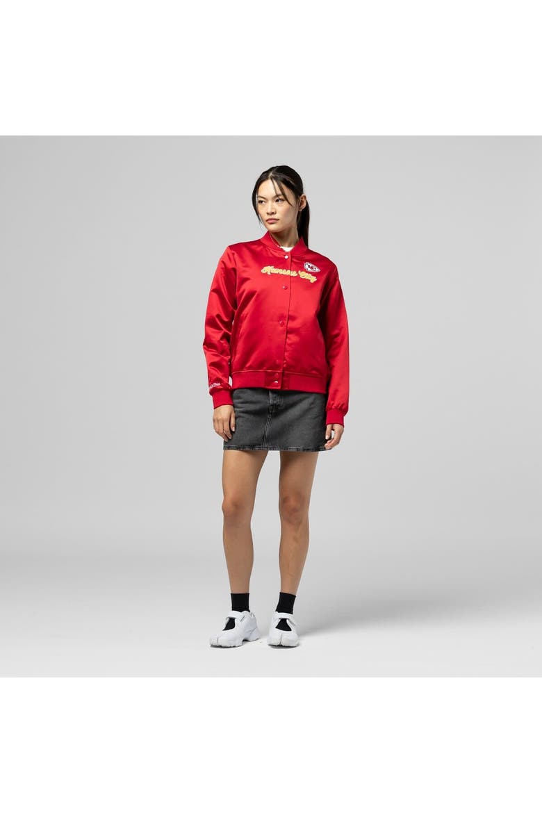 Women's Mitchell & Ness  Red Kansas City Chiefs Full-Snap Satin Jacket, Alternate, color, Red